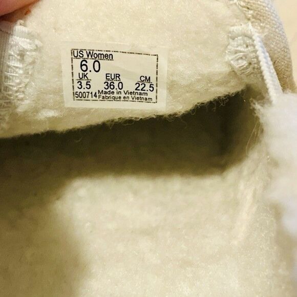 Vans Asher Women's 6 Suede Slip-On Shoes Birch Cream Faux Fur Sherpa Lined New - Picture 7 of 9